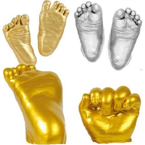 Baby Handprint Footprint Kit 3D Plaster Casting Keepsake Non-toxic Non-allergenic Simple Instructions For Keep Child Grown Molds