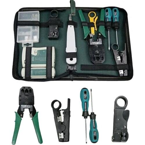 9 Pcs Computer Network Maintenance Repair Tool Kit LAN Cable Cable Tester Wire Stripper Screwdriver RJ45 Connector Tools