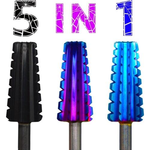 Proberra 5 IN 1 Carbide 3 color multi-function Tungsten nail drill bit cutter dipping acylic powder remover