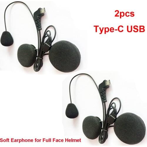 2019 New 2pcs Type-C USB Soft Earphone Earpiece & MIC For BT-S2 BT-S3 Motorcycle Bluetooth Intercom For Full Face Helmets