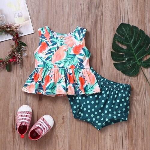 New Baby Girl Clothes Set Baby Clothes 2 Pcs Sets Print Sleeveless Tops+briefs Cotton Summer Baby Sets Infant Girl Clothes 0-18M