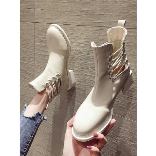 Mid-Heel Solid Color Hollow Set Foot Ladies Martin Boots Spring And Autumn Fashion British Style Hot-Selling Short Boots