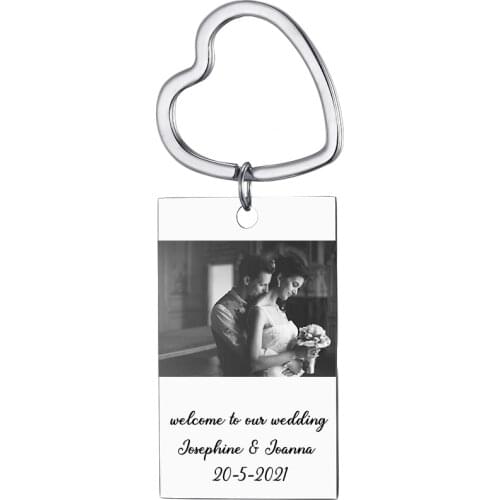 Custom DIY Engrave Photo Keychain Geometric Heart Pendant Keychain Car Keyring Favorite Gift For Men Women 2021 New