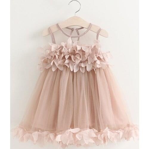 Girls Dress Wedding Party Princess Pageant Sleeveless Print Dresses Solid Color O-neck Dresses For Girls Платье Для Девочки