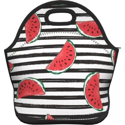 Stripes Watermelon Prints Lunch Bags for Girls Women Work Lunch Sandwich Furits Holder Organizer Cooler Bags for School Picnic