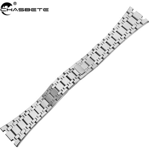 Stainless Steel Watch Band 23mm for AP Hidden Clasp Strap Loop Royal Oak Offshore Series Wrist Belt Bracelet Silver,black