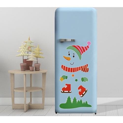 90*30cm Christmas Cartoon Magnetic Refrigerator Creative Decor Santa Claus Elk Sticker Fridge Sticker Waterproof Wall Stickers