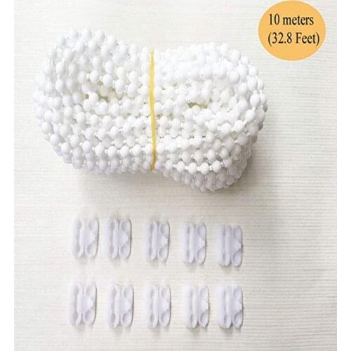 10 Meters Blinds Plastic Bead Chain #10 Fix or Replace for Roller Roman Venetian Honeycomb Vertical Zebra Shade Blind with 10 PC