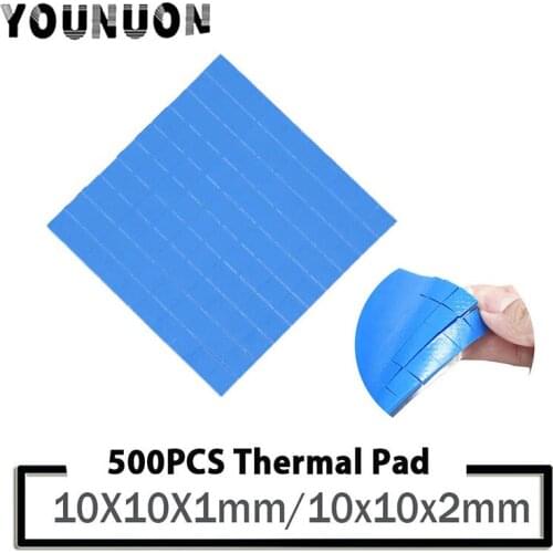 YOUNUON 500 pcs 10mm*10mm*1mm 10mm*10mm*2mm Thermal Pad GPU CPU Heatsink Cooling Conductive Silicone Pad