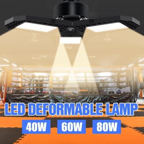WENNI E27 LED UFO Lamp 40W 60W 80W LED Garage Light 110V Deformable Light Bulb 220V Lampada LED Lamp Factory Basement Lighting