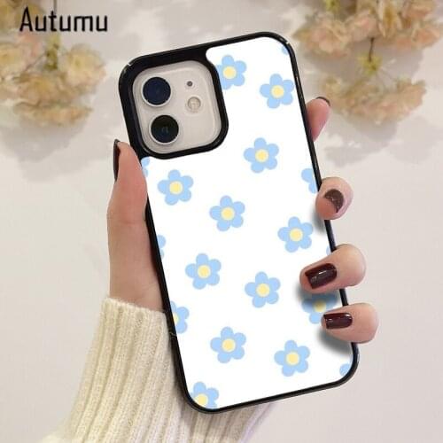 Phone Case for iPhone 12 mini X XS XR 11 Pro Max SE 2020 5 6S 7 8 Plus Samsung Galaxy S8 S9 S10 S20 S21 blue daises Cover