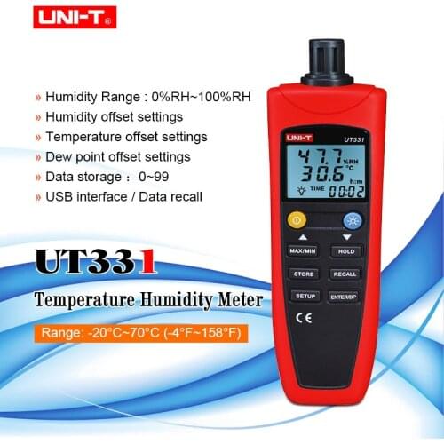 UNI-T UT331 Digital Thermo-hygrometer Temperature Humidity Meter tester Hygrometer With LCD Backlight & USB Transfer Software