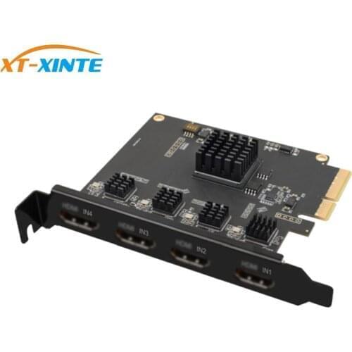 XT-XINTE 4 Channel HDMI-compatible PCI-E Video Capture Card 1080p 60fps OBS Wirecast Live Broadcast Streaming Adapter Quad Ports