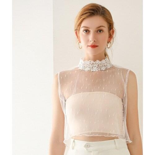 Girl Lace White Fake Collar for Women Casual High Neck Sweater Blouse Detachable Collars Ladies False Collar Neck Tie Decorative