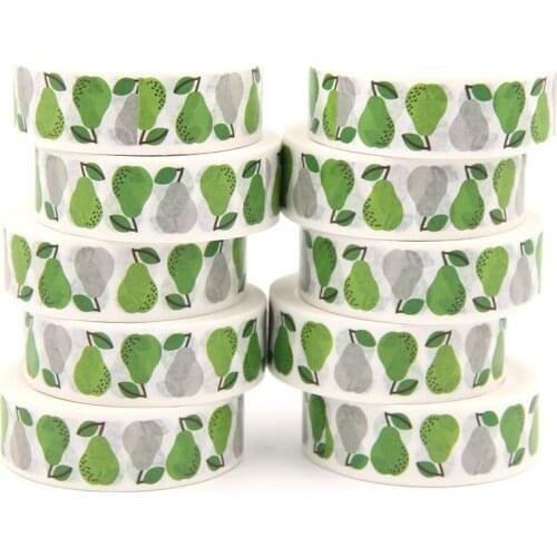 10PCS/lot 15MM*10M Green Grey Pear Washi Stickers Masking Tapes Decorative DIY Stationery office supplies kawaii washi tape set