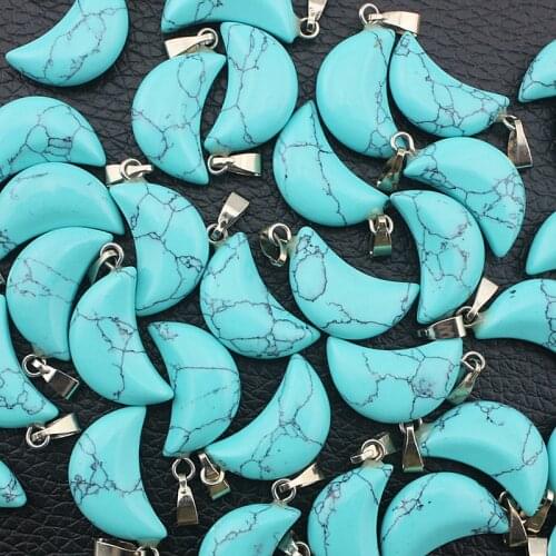 10pcs Fashion Natural stones charms 12*18mm turquoises moon charms pendants for jewelry making DIY