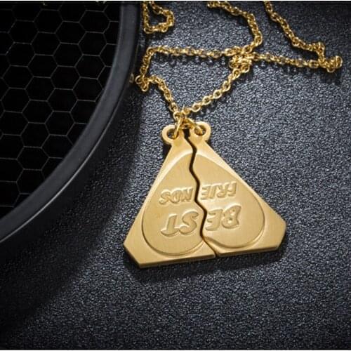 10pcs) New Design Gold /Silver Stainless Steel Split Triangle Mens Necklaces & Pendants Women Engraved Letter Choker Necklace