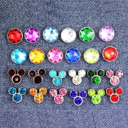 12pcs/lot Colorful Birthstones Brooch Mickey And Round Crystal Pins Jewelry LSSBH198-238
