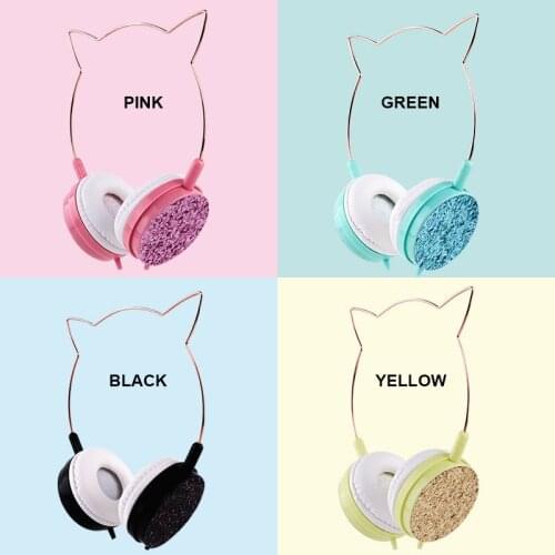 4 color Cat cute Wired Headphones adult Kids Headset Support TF Card 3.5mm Plug With Mic Sports Headset 3.5mm наушники