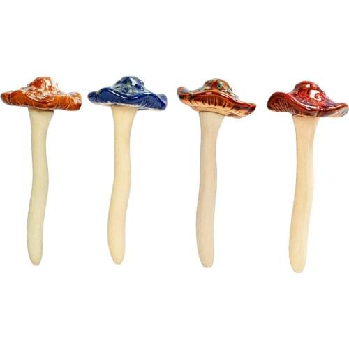 4PCS Mushrooms Garden Decor Plug Pottery Ornament for Fairy Garden Lawn