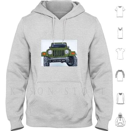 4x4 Off Road Green Hoodies Long Sleeve Fun Army Green Truck West Virginia Artist Lisa Harrison