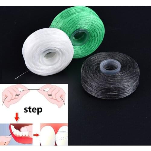 50M/Roll Flat Wire Dental Flosser Built-in Spool Wax Mint Bamboo Charcoal Replacement Flat Wire Dental Floss