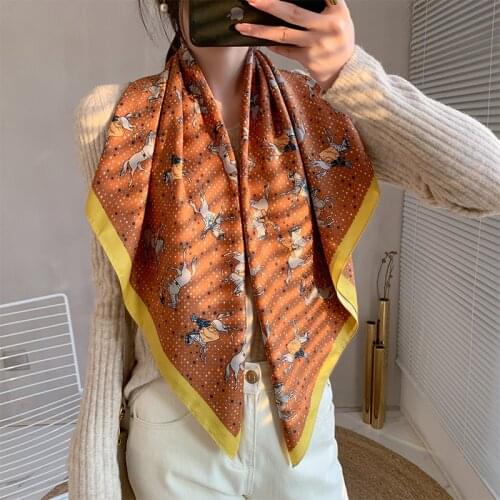 90*90cm design scarf for ladies shawl printed silk feeling headscarf scarf women headscarf square scarf ladies wrap scarf 2021