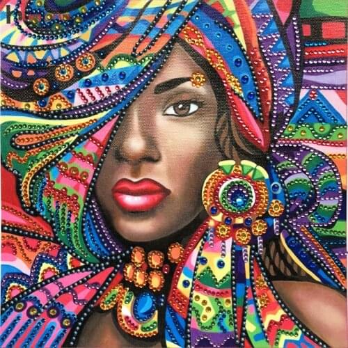 African Woman 5D Special Shaped Diamond Painting Embroidery Needlework Rhinestone Crystal Cross Craft Stitch Kit DIY