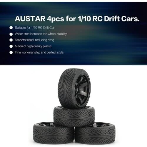 AUSTAR AX 4pcs 64mm Hard Plastic Rim Tyre Tire Wheel for 1/10 RC Drift Car Model HSP HPI Component Spare Parts Accessories tt