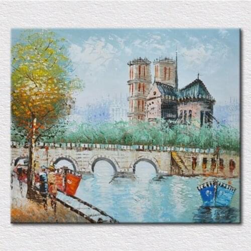 Free delivery paris picture Seine River beautiful cityscape wall pictures for living room wall decor