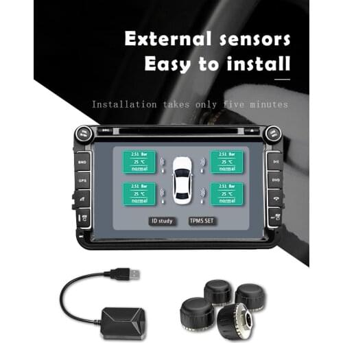 Wireless Tire Pressure Monitor 4 External Sensors For Android GPS Navigation