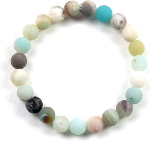 Men Bracelets Natural Healing Energy Amazonite Turquoises Bracelet 8mm 10mm Amethysts Beads Bangle Elastic Pulsera Women Jewelry