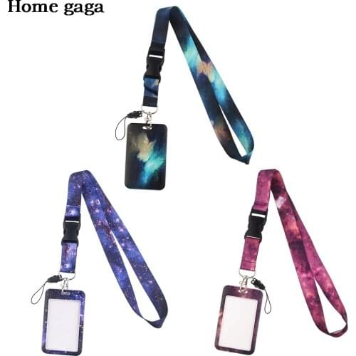 DB225 Homegaga Starry Sky Keychain lanyard Card ID Holder Art Oil Painting Neck Strap Key Rings DIY Hanging Rope Kids Gifts