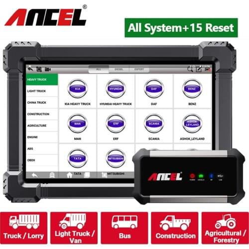 ANCEL X7 HD OBD2 Diagnostic Tool Full System Automotive Code Reader EPB ABS Oil Reset SAS DPF TPMS Heavy Duty Truck Auto Scanner