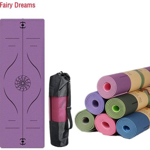 1830*610*6mm TPE Two Color Yoga Mat with Position Line Anti-slip Plank Support Environmental Home Fitness Gymnastics Odorless
