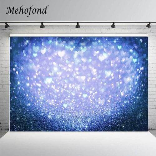 Mehofond Glitter Blue Background For Photography Love Heart Bokeh Sands Star Baby Shower Birthday Decor Backdrop Photo Studio