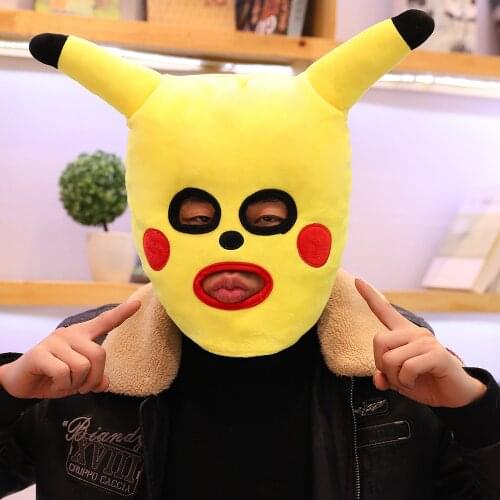 Cartoon funny sand sculpture Pikachu headgear Hat plush toys spoof the surrounding game dolls factory wholesale