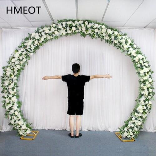 Outdoor Wedding Props Frame Iron Double Tube Arches Geometric Shelf Wedding Party Backdrop Stage Decor Artificial Flower Stand