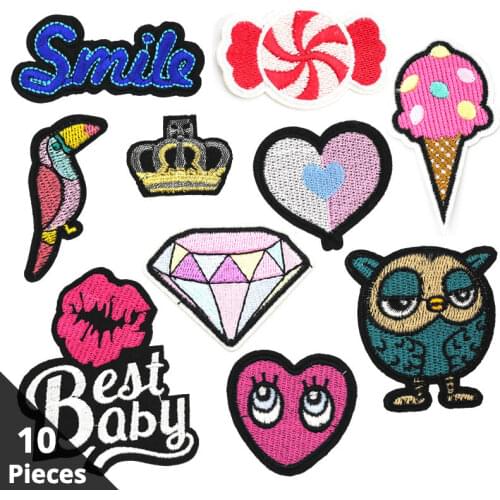 Bird Heart Embroidered Iron on Clothes Patches for Clothing Applique Badge Children Letter Patch Sticker Girl Sewing Accessories