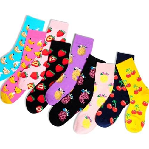 Fruit Socks Mens and Womens Fashion Brand College Style Socks Long Tube Spring and Autumn New Korean Version Fashion Socks