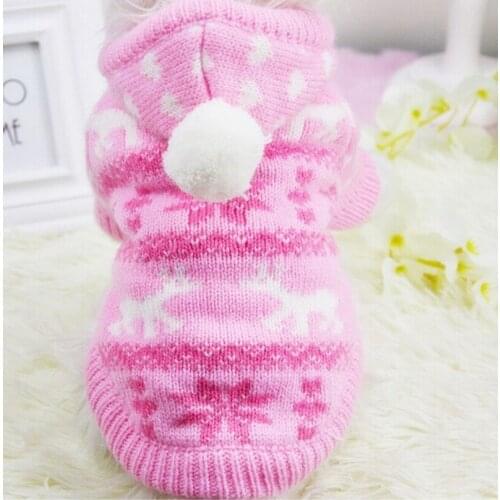 Newest Winter Lovely Pet Small Dog Clothes Hoodie Wool Sweater Snowflake Deer Costume Hooded Sweater Jacket Teddy Dog Coat
