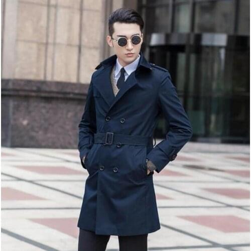 Autumn mens trench coats man double breasted long coat men business 2020 spring clothes slim fit overcoat men plus size S - 9XL