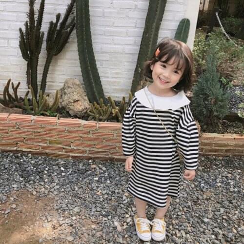 Girl Dress Kids Baby Gown 2021 Simple Spring Autumn Toddler Princess Outwear School Beach Uniform Dresses Children Clothing
