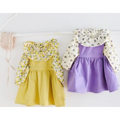 Floral Shirt for Baby Girls Clothes Spring Fall Sweet Petal Collar Princess Girls Blouse Long Sleeve Cotton Shirt for Girls Tops