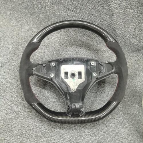 Carbon Fiber Steering Wheel With Anti Slip Leather For Tesla Model S Model X 2016 2017 2018 2019 2020 2021