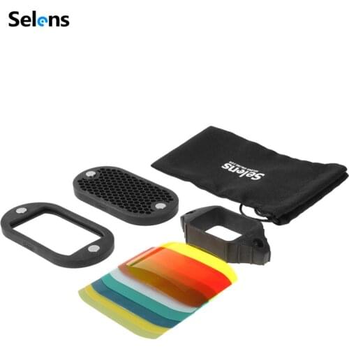 Selens Flash Speedlight Honeycomb Grid Diffuser Reflector with Magnetic Gel Band 7Pcs filters Flash Accessories Kit