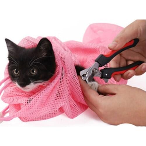 Mesh Cat Bathing Bag Cats Grooming Washing Bags Cat Bath Clean Bag No Scratching Bite Restraint Cat Supplies Nail Cutting YT0015