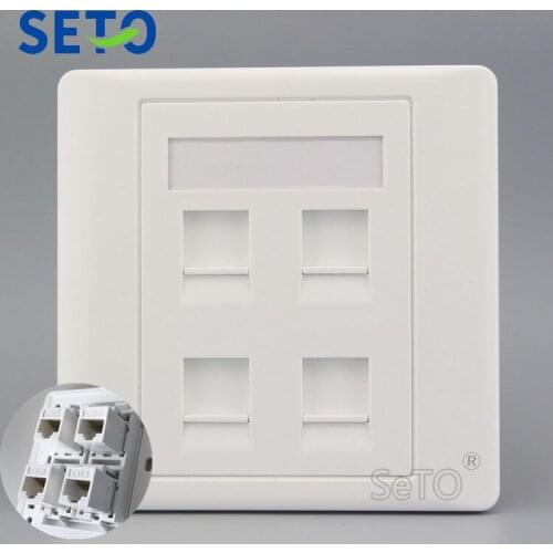 SeTo 86 Type Four Ports Gigabit Network RJ45 Cat6 Panel Wall Plate Socket Keystone Faceplate