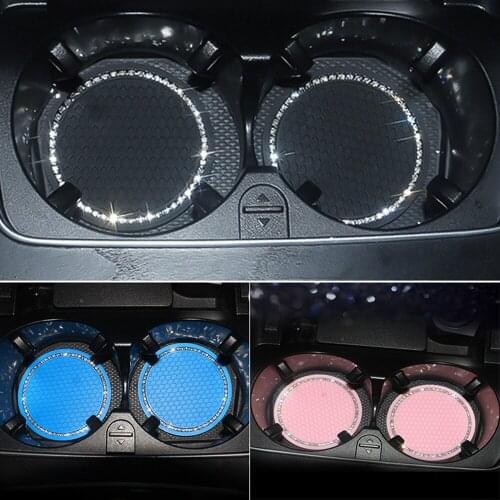 Rhinestone Car Water Cup Bottle Holder Anti-slip Mat Pad Silica Gel Non-slip Car Mat For Mini Cooper Car Interior Accessories