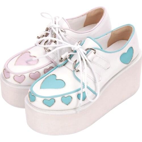 High heels 8cm platform lolita shoes cosplay anime japanese goth kawaii white women loli cos platform woman pu lolita shoes 44